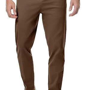 JMIERR Men's Chino Pants Casual Elastic Waist Tapered Golf Trousers
